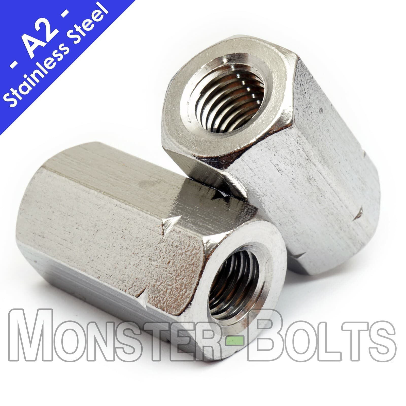 Stainless Steel Hex Coupling Nuts, A2 / 18-8 DIN 6334 - Metric M5 M6 M8 M10 M12