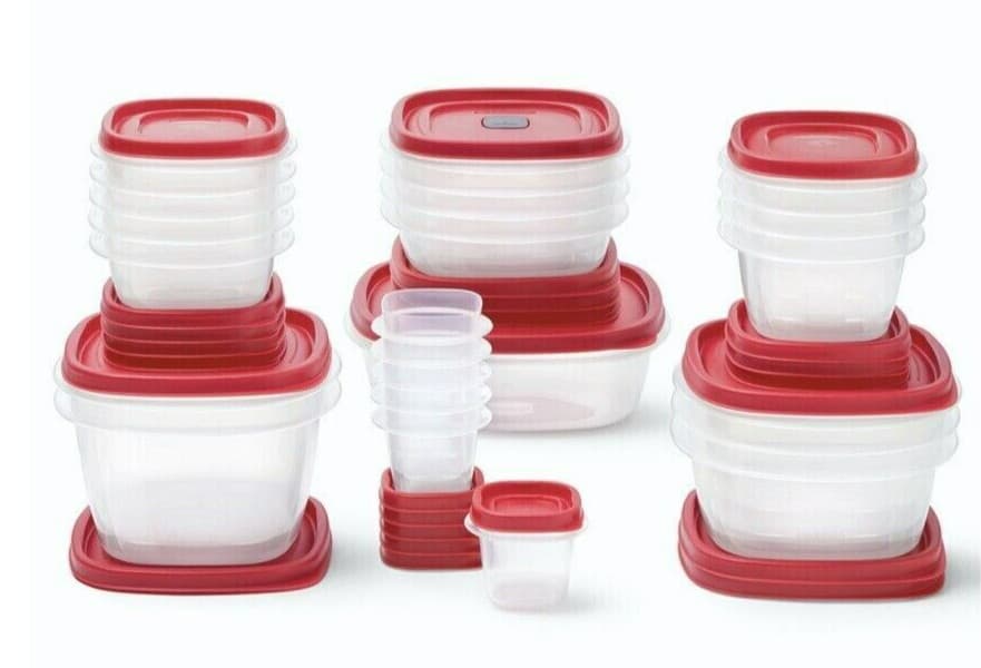 50-Piece Set Rubbermaid Food Storage Containers w/ Easy Find Lids, Vented, RED 2