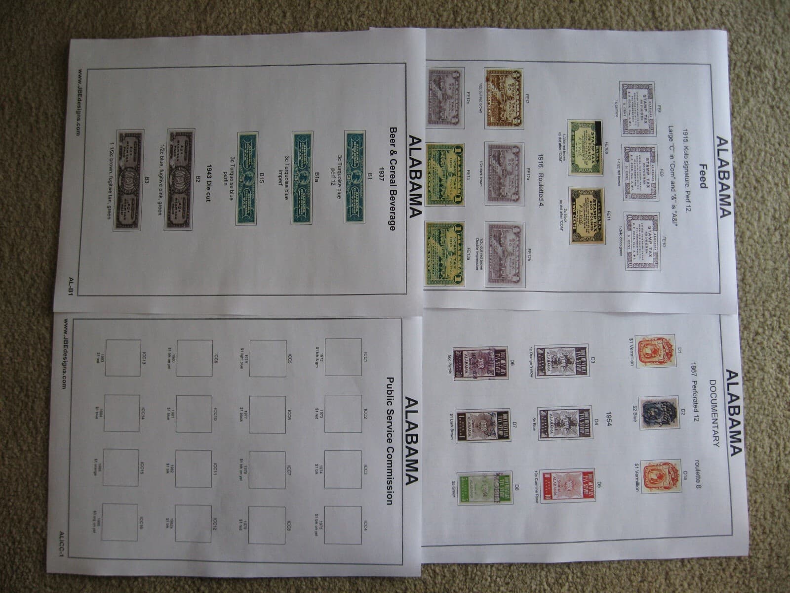 State Revenue stamps Album Pages on 1 DVD. AL - WY plus DC Total of 51 3