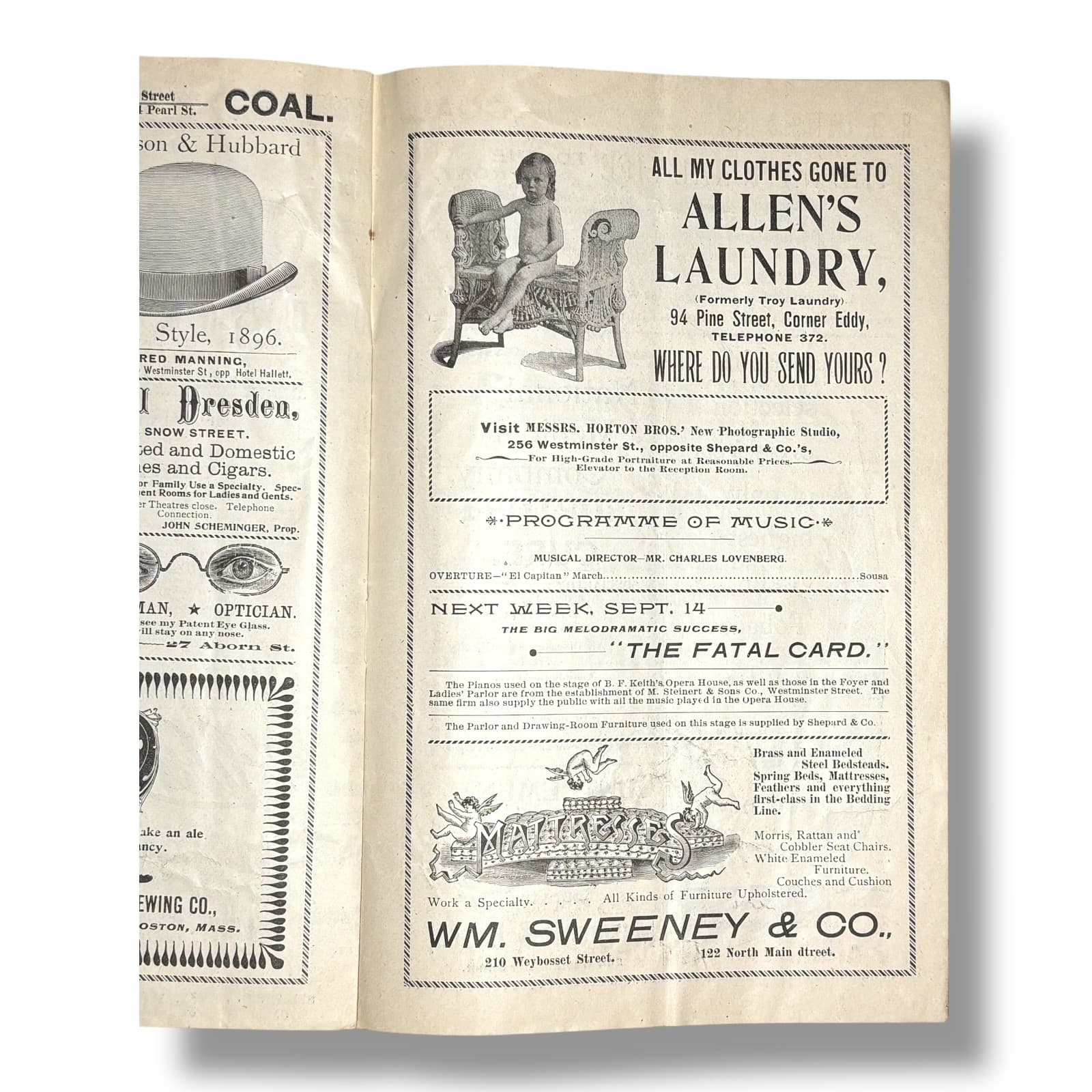 1896 Providence RI B. F. Keith’s Opera House Theatre Program Cinematographe 6