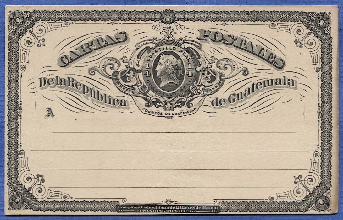 GUATAMALA - 1888 1/4c Postal Card, SENF'S Stamp Journal - Dealer card