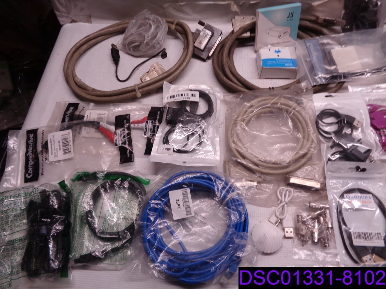 Qty = 81 Mixed Lot of Computer Cables, Chargers, Data Cables, & More 2
