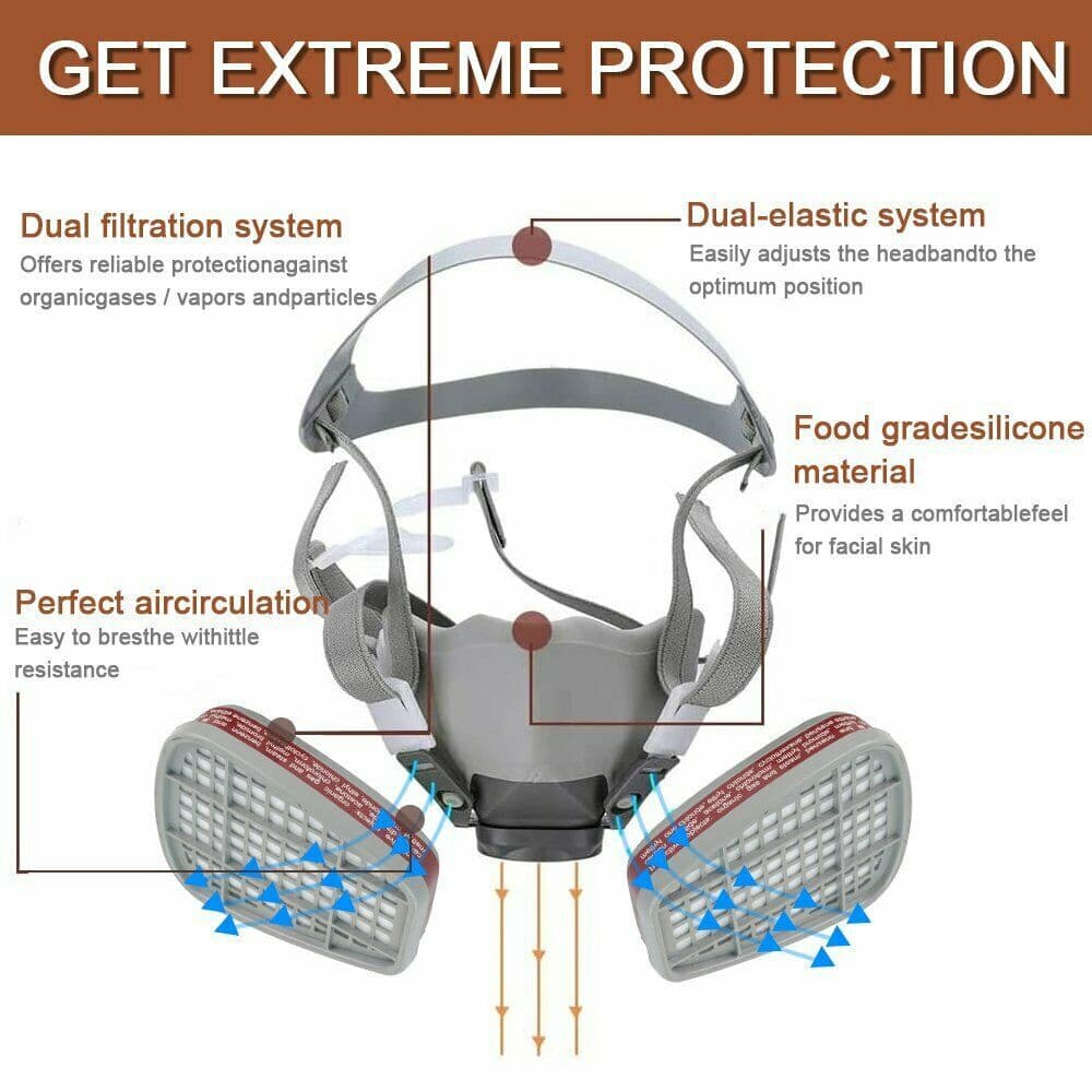 Mascaras Para Pintura De Media Cara Amplio Campo De Visión Químico Pintar Fltr 4