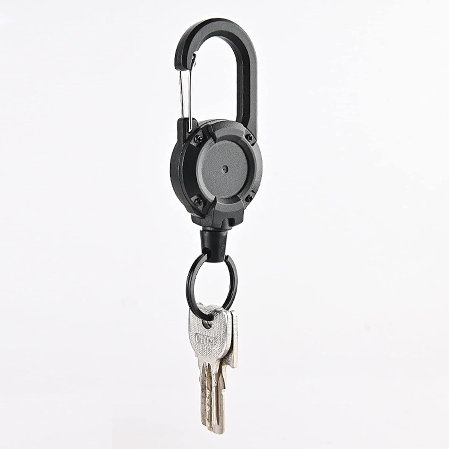 2Pcs Retractable Heavy Duty Keychain Carabiner Car Key Chain with Badge Holder 3