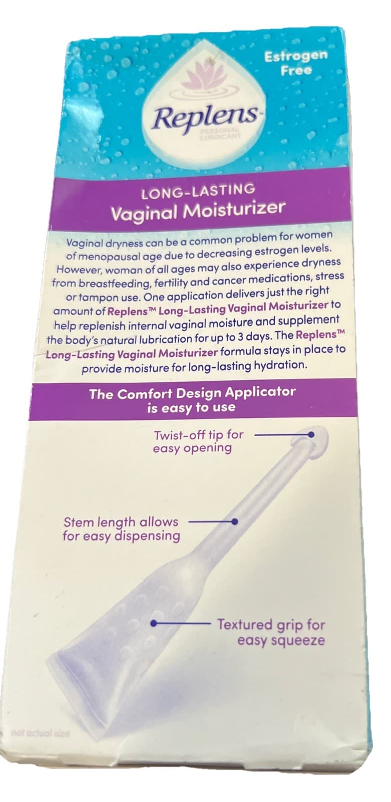 Replens Long-Lasting Vaginal Moisturizer, 8ct single-use applicator Exp 1/2027 2