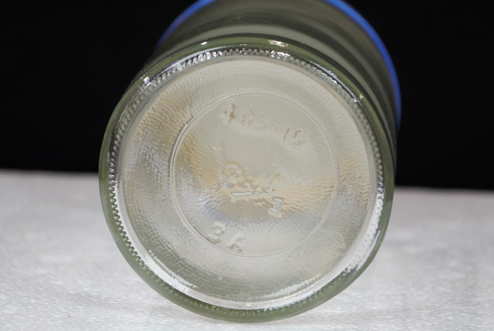 Mary Ellen a cup to a cup blue polka dot lid clear jar empty of jam and jelly 2