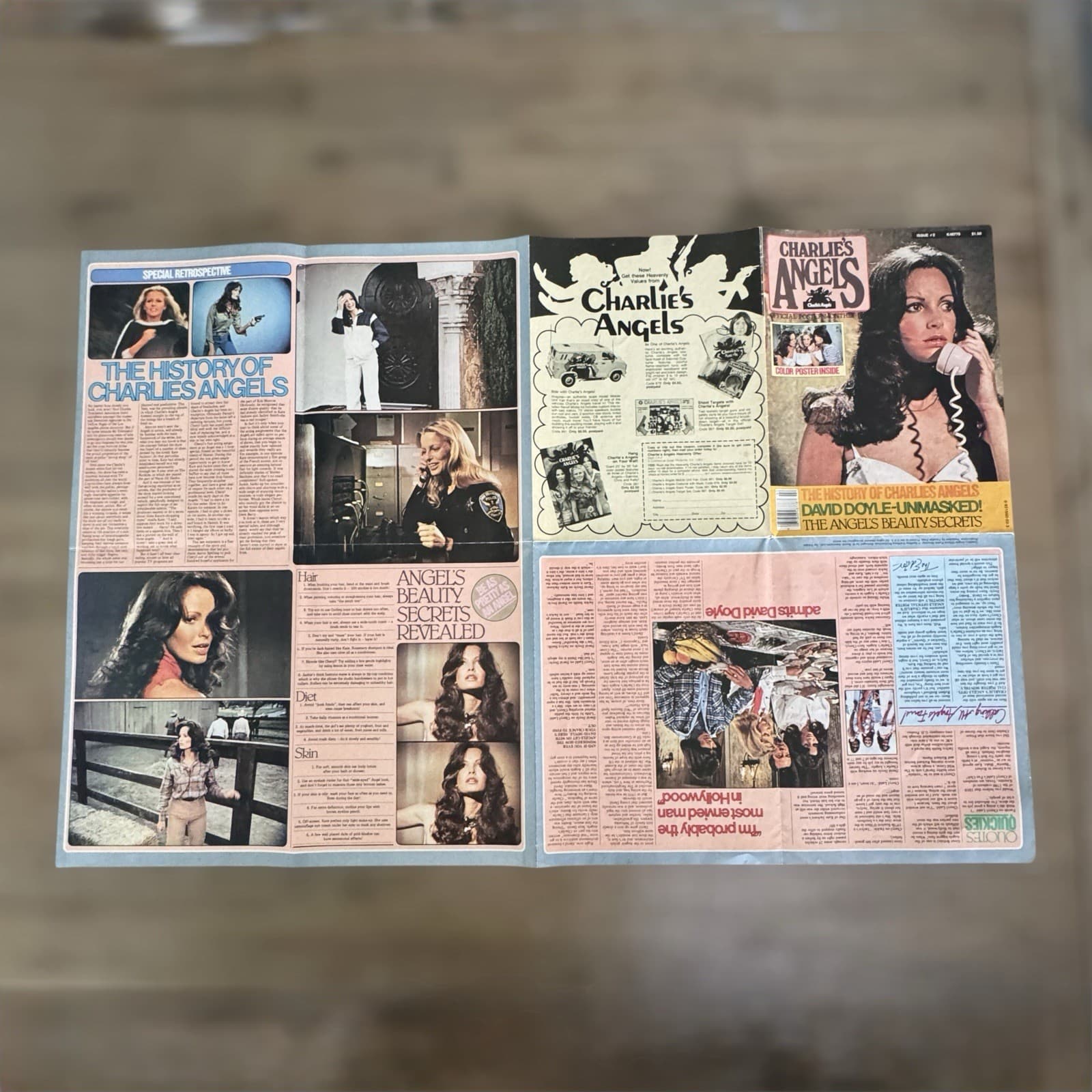 CHARLIE'S ANGELS Vintage 1977 Fold Out POSTER MAGAZINES No 1 & 2 Smith Ladd Lot 5
