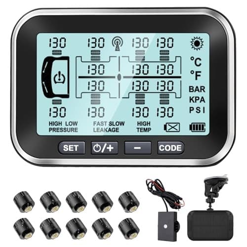 Tire Pressure Monitoring System | 4.5" Solar RV TPMS with Signal 10 Sensors 2