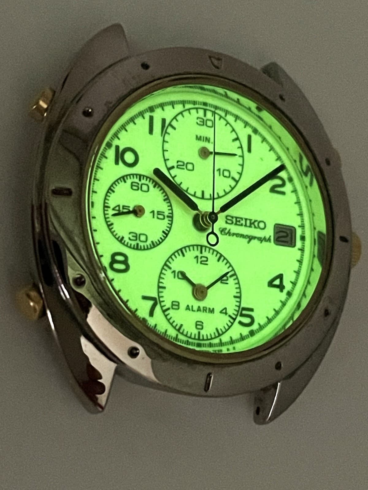 SEIKO WATCH PARTS MENS 7T32-7089 NOT-WORKING ALARM CHRONOGRAPH WATCH CASE SDWA23 3