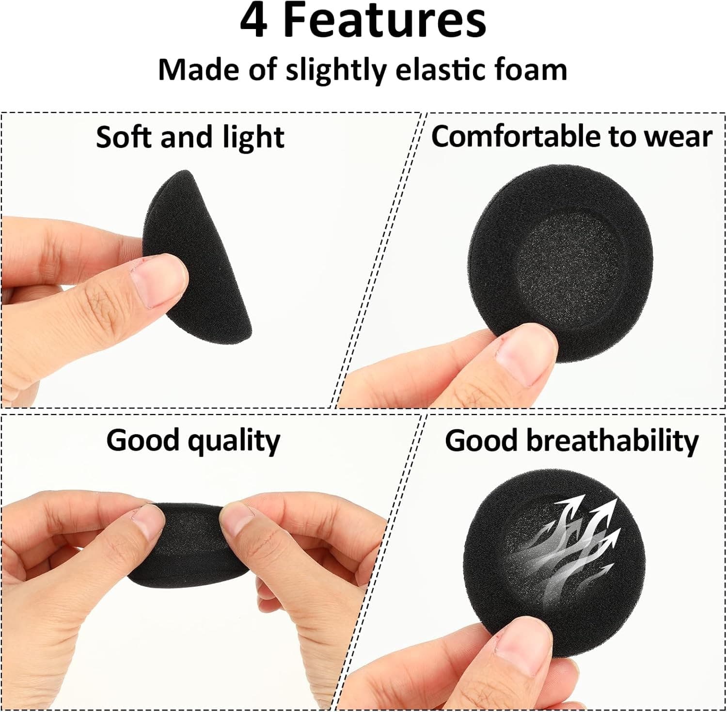 6 Pack 50mm Foam Ear Cushion Covers Headset Replacement Pads Phone Two Way Radio 4