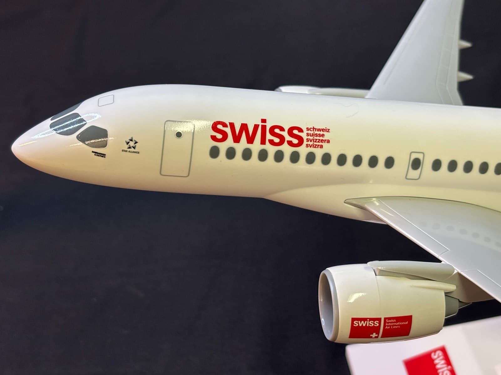 SkyMarks CS100 A220 Swiss Air 1/100 Scale Desk Top Model Airplane Aircraft Jet 6