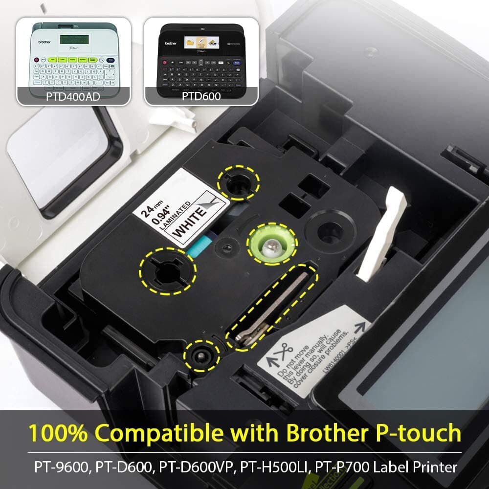 10PK For Brother P-Touch TZ-251 TZe-251 1" Label Tape Black on White for PT-2730 3