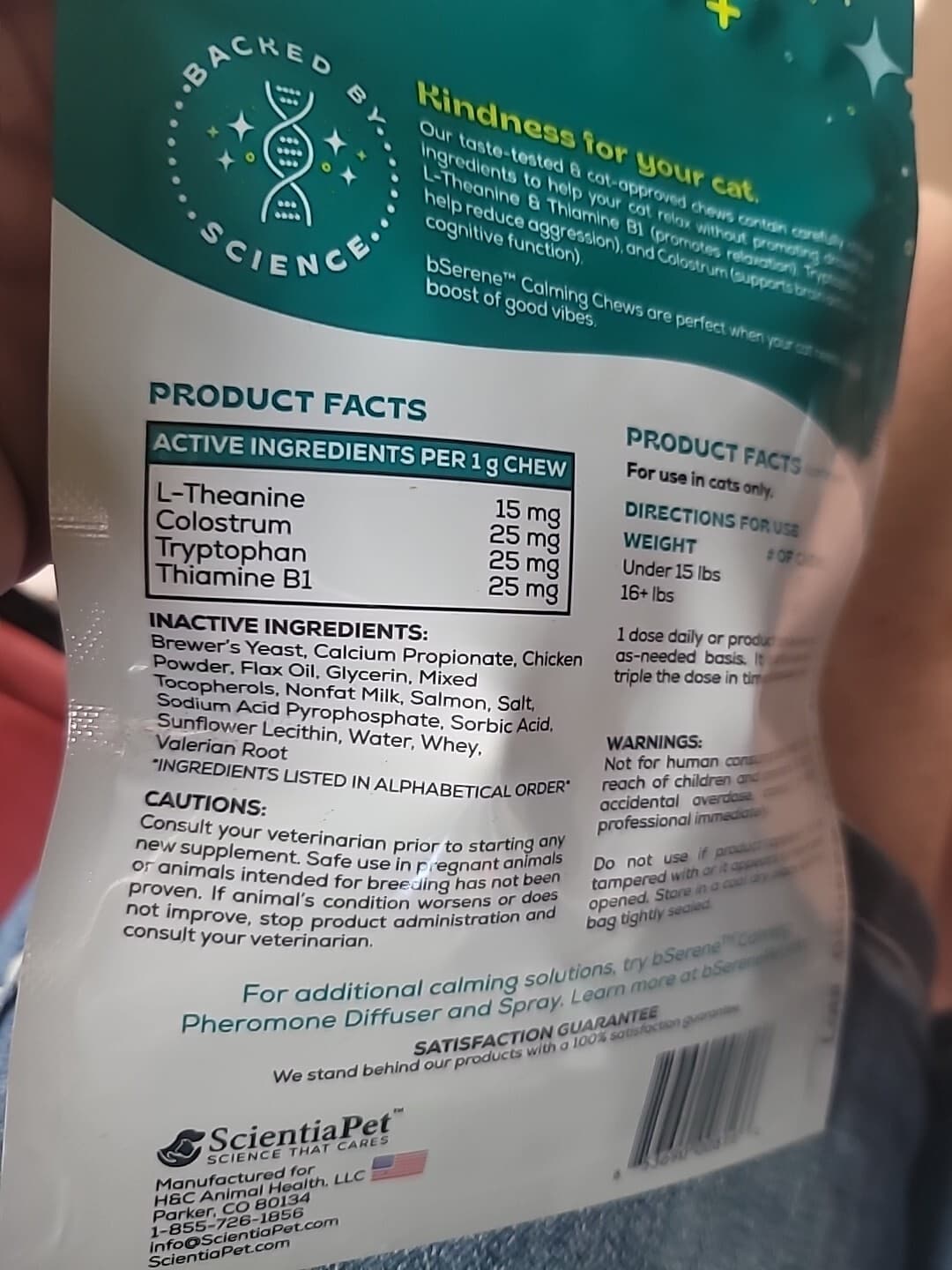 ScientiaPet bSerene Calming Cat Chews Salmon 120  Ct 6/24 2pk Free Shipping 3