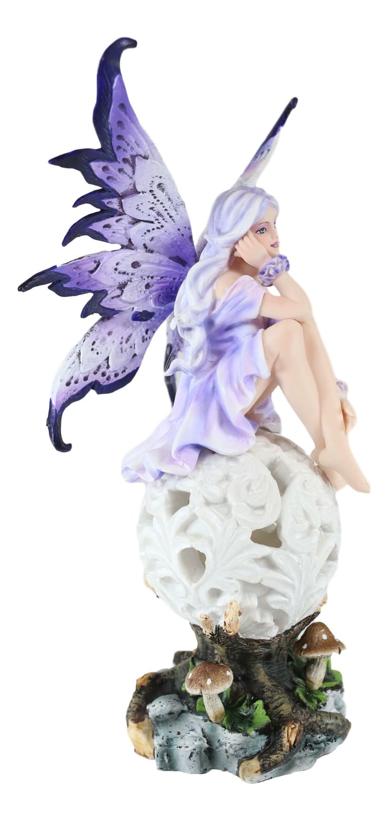 Ebros Goddess Amethyst Fairy Sitting On Filigree Orb Figurine LED Night Light 6