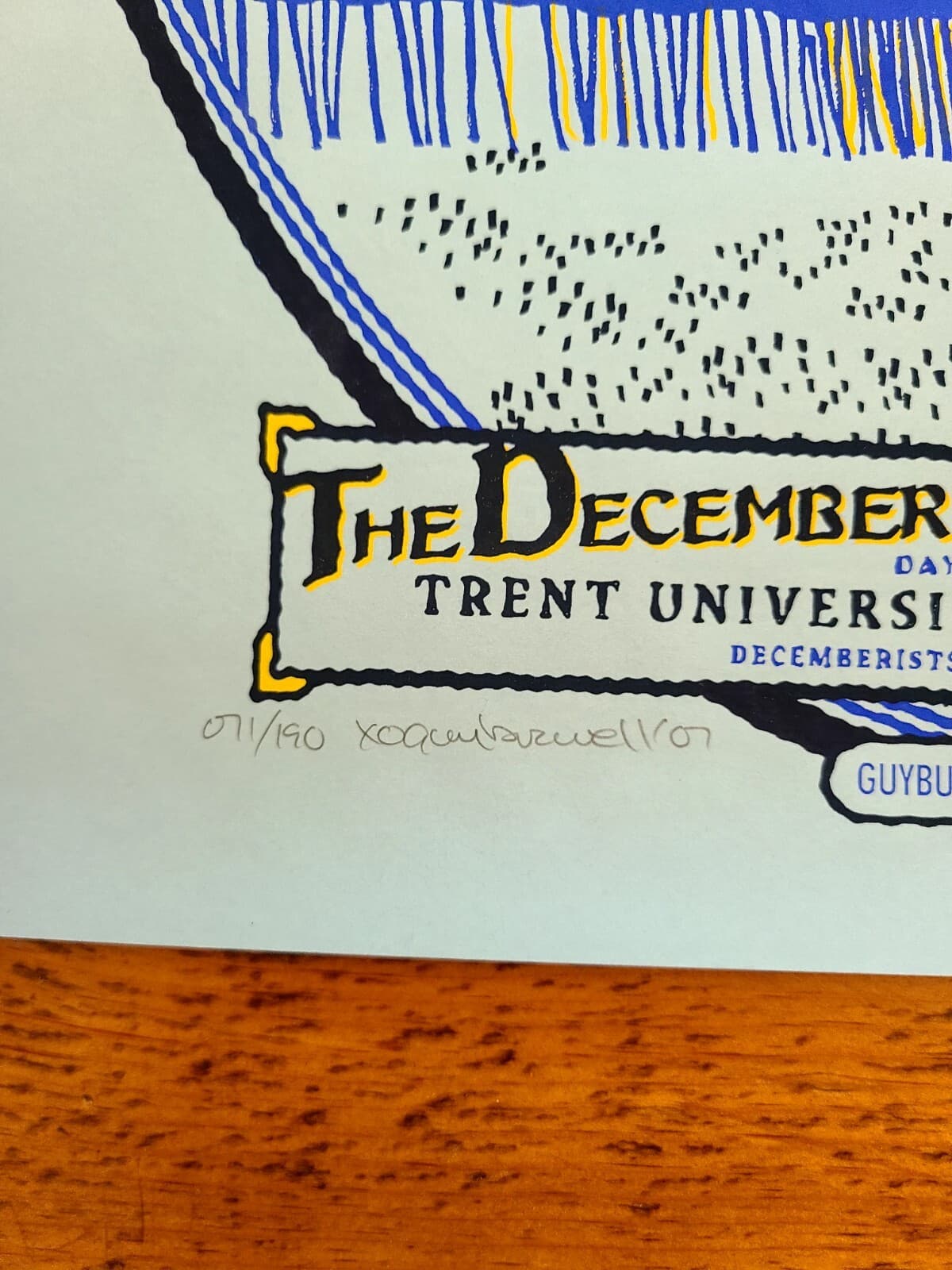 2007 DECEMBERISTS UK Silkscreen POSTER 17.5x22.5  Mint S/N Guy Burwell #071/190  2