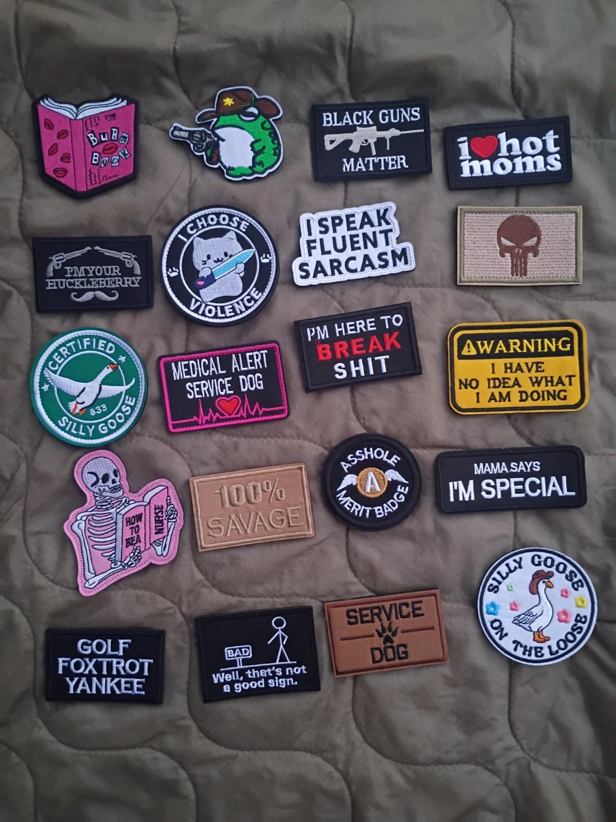20 PC. LOT MORALE / FUN  PATCHES HOOK & LOOP NEW CONDITION 