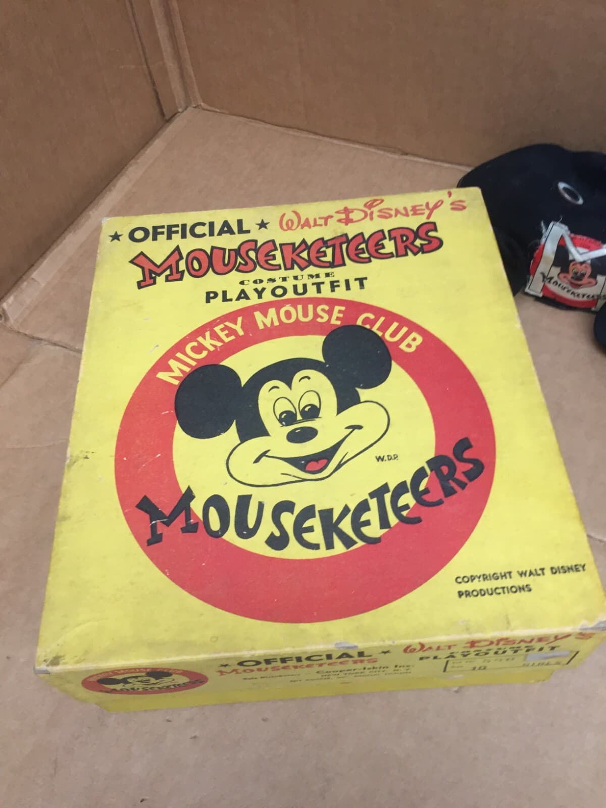 VINTAGE 1950's WALT DISNEY'S MICKEY MOUSE MOUSEKETEERS COSTUME PLAYOUTFIT W/BOX 4