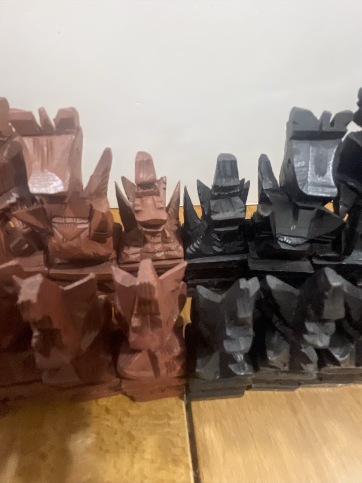 Rare Handcarved Ramayana Garland Chess Set Hindu Bali 4