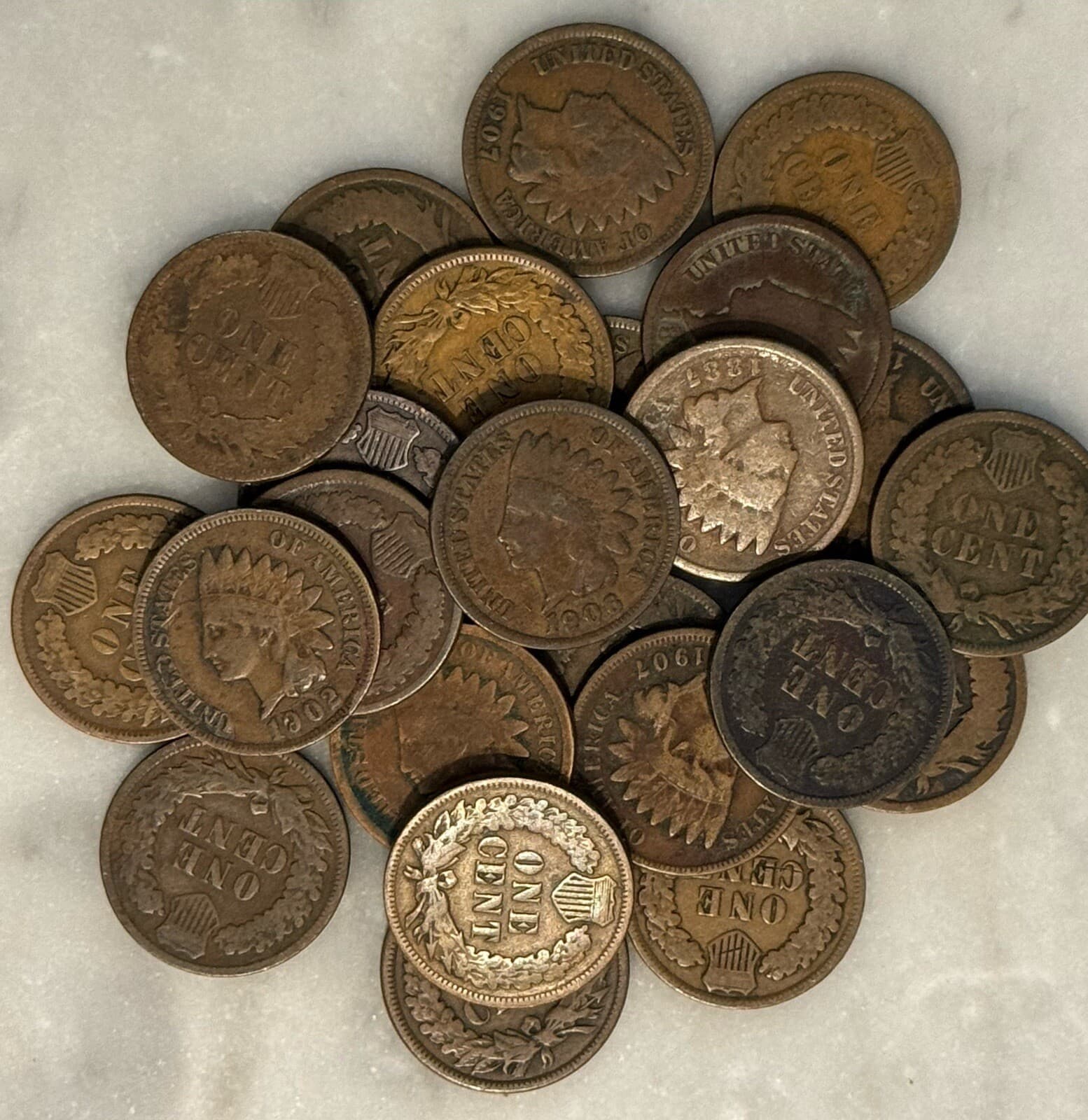 [Lot of 25 Coins] Indian Head Cent - 1/2 Roll - Choose how many! 5