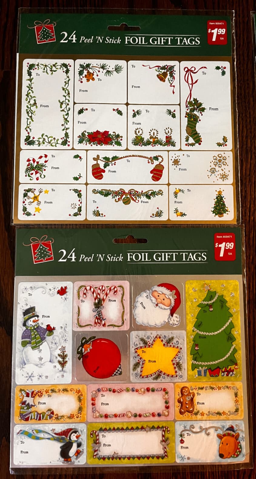Paper Magic Christmas Holiday 6  PACKS 24 Peel 'N' Stick Foil Gift Tags Sticker 3