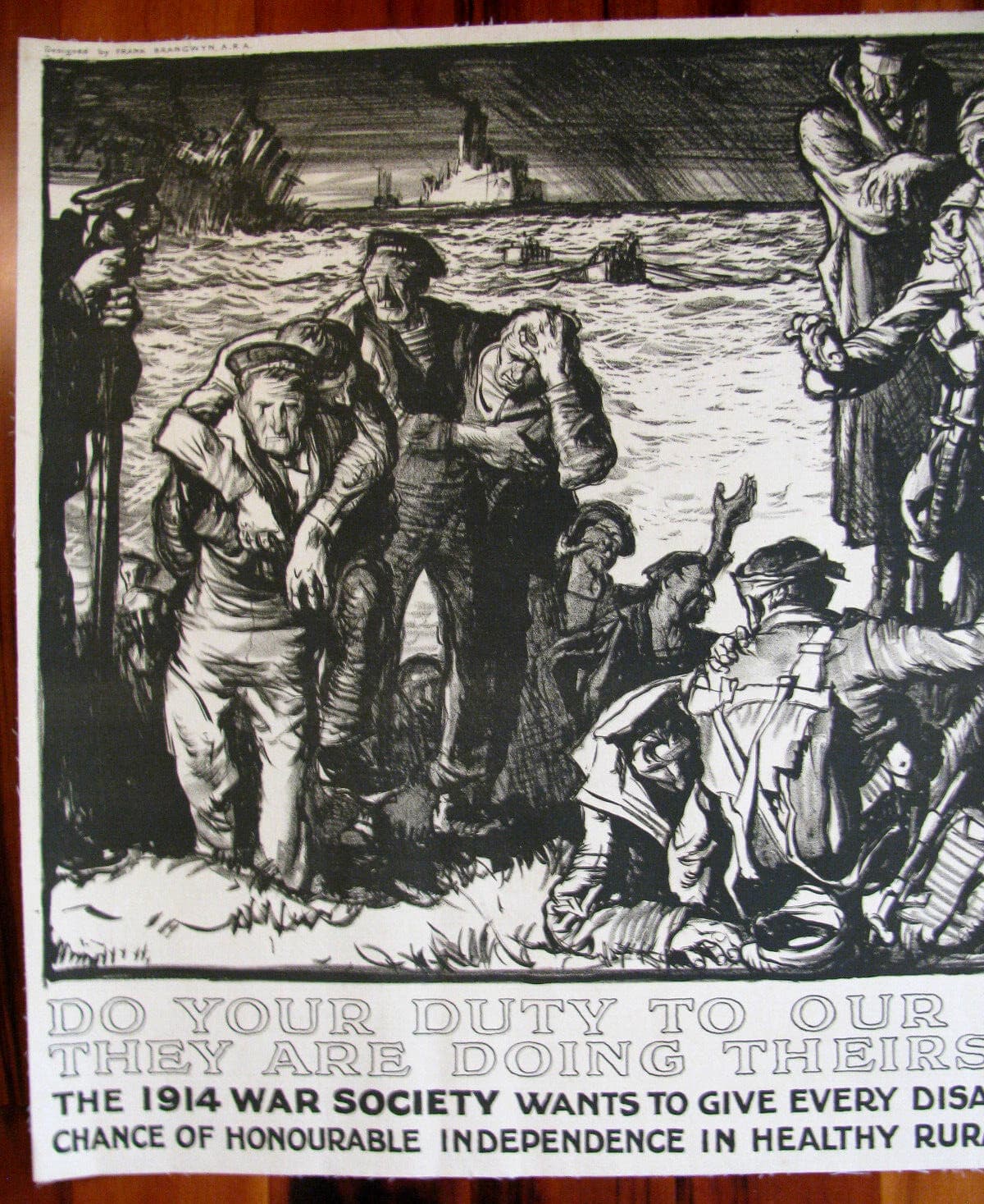 Original WWI War Poster, Do Your Duty To Our Boys, Brangwyn, 1914, Linen 2