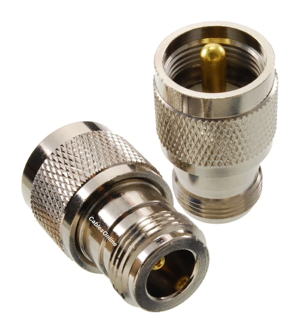 2-Pack N-Type Female to UHF PL259 Male 50-Ohm RF Coaxial Adapters, RF-N133-2 2