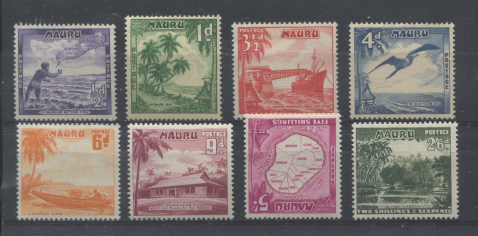 Nauru 1954 various values to 2/6d mint o,g, hinged
