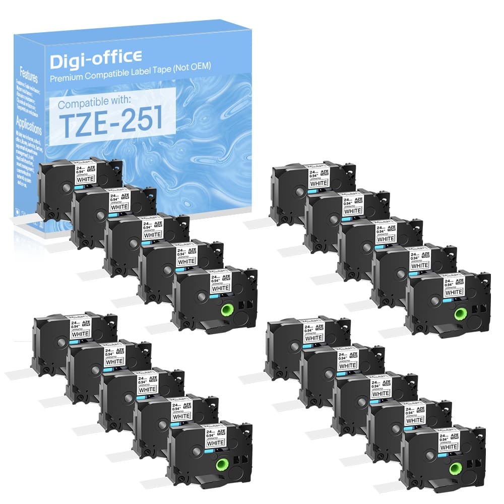 Compatible with Brother 20PK White Label Tape TZ251 TZe251 PT1400 1'