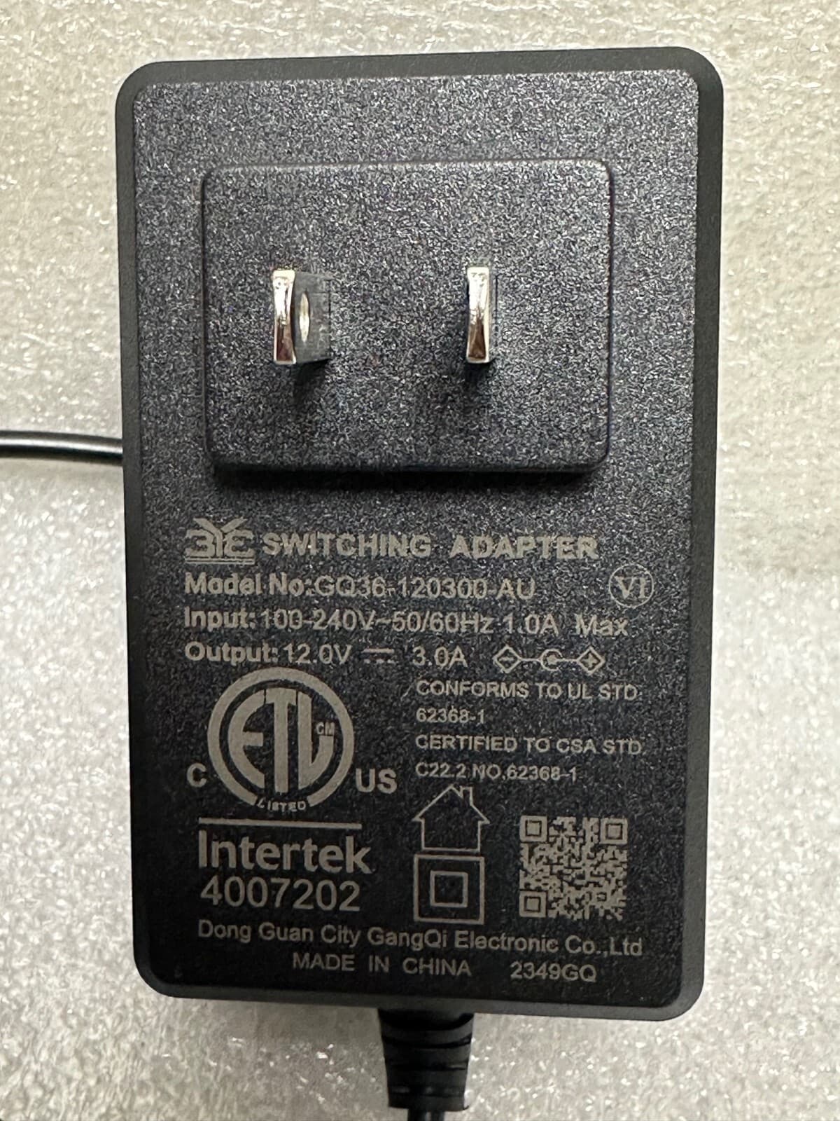 SANSUI Onn Monitor Power Supply AC Adapter Cord GQ36-120300-AU 12V 3A #A6 2