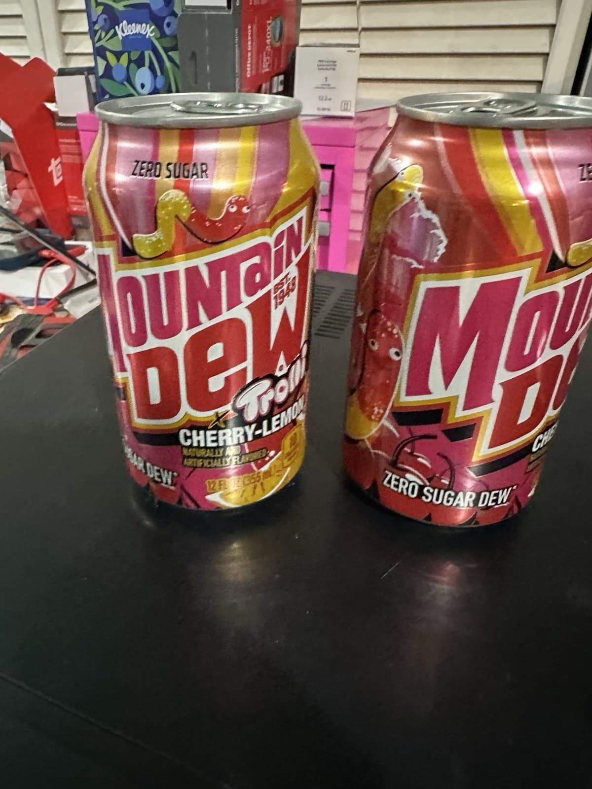 🔵 New Limited Edition Mountain Dew Zero Sugar TROLLI Cherry Lemon Soda (2 Cans) 2