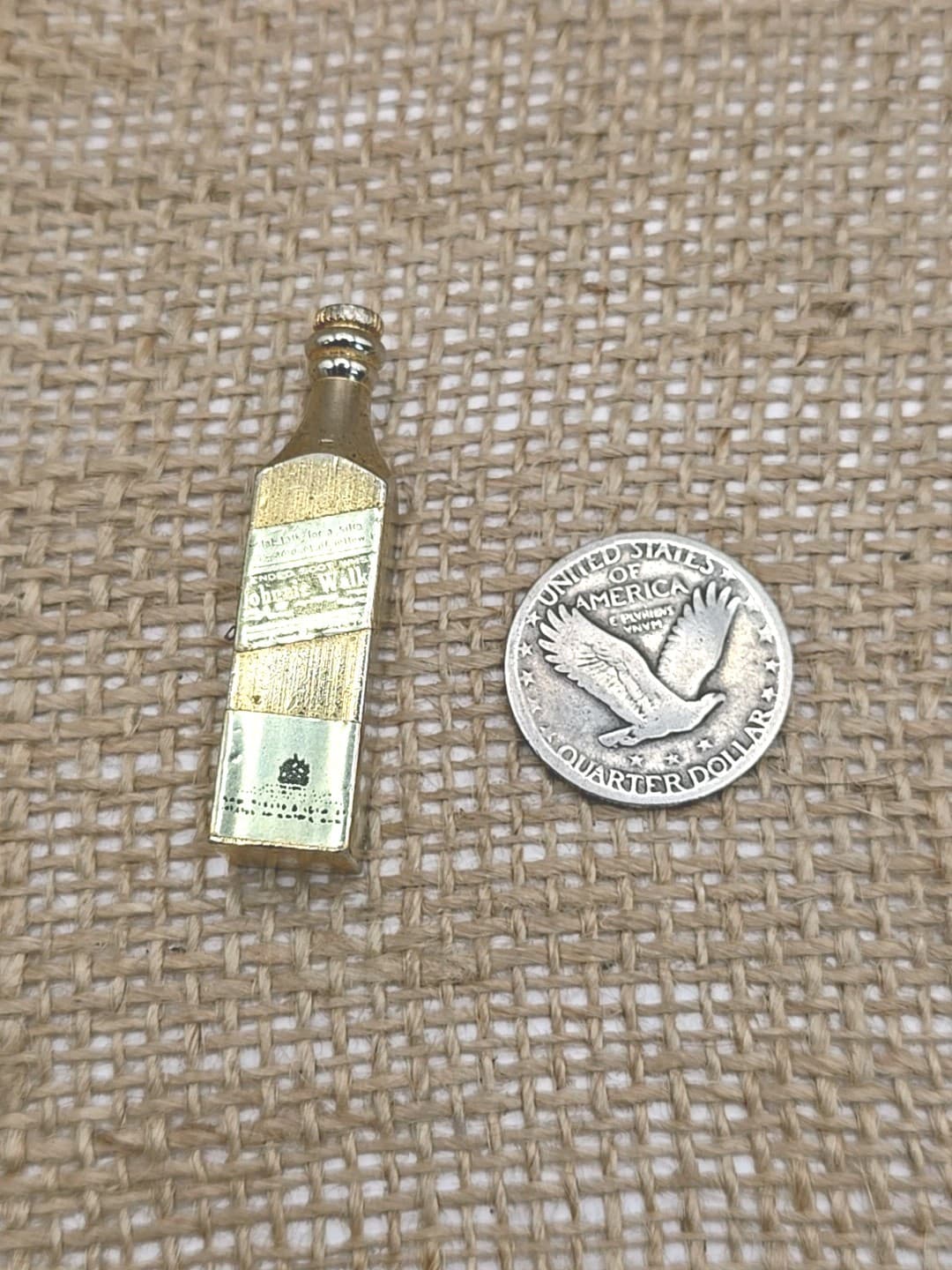 Miniature Brass Johnnie Walker Black Label Bottle DOLLHOUSE Miniatures 2" 5