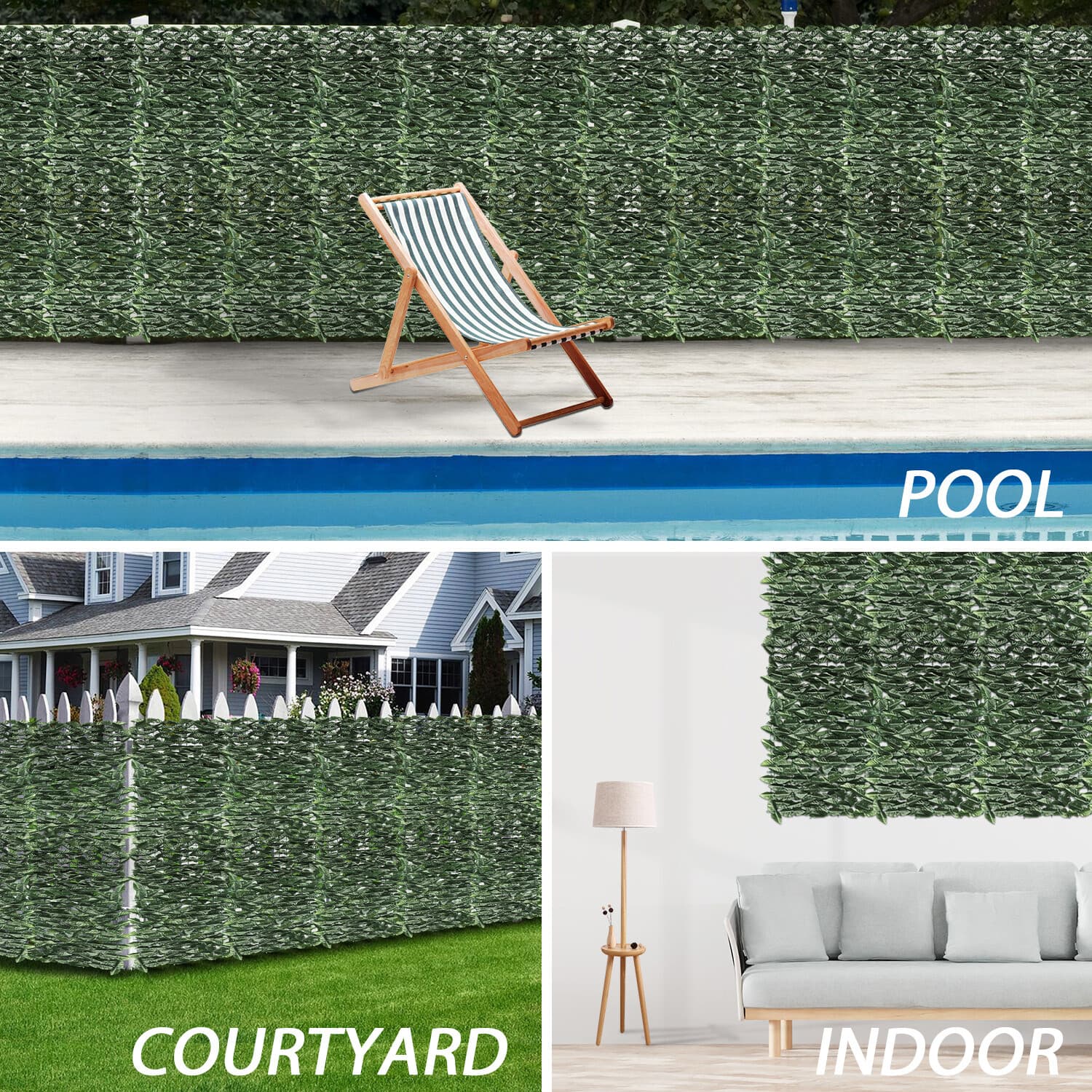 Artificial Faux Laurel Leaf Roll Hedge Decor 58"x196" Privacy Fence Wall Decor 3