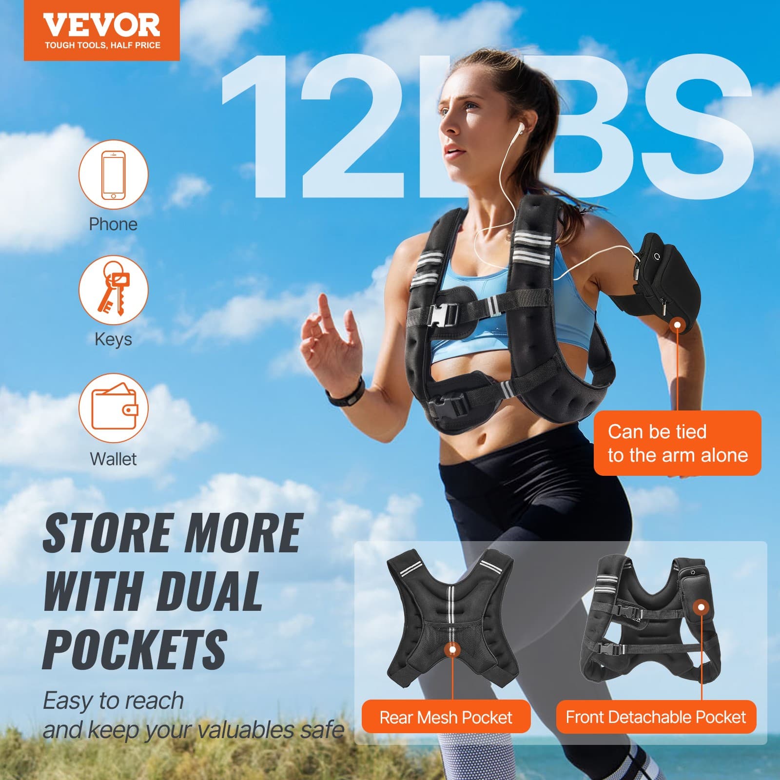 VEVOR 12lb Weighted Vest for Men Women Workout Equipment for Strength Training 2