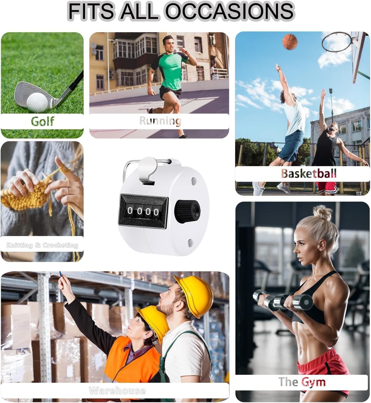 Clicker Counter Handheld Tally 4-Digit Number Black White Red  6