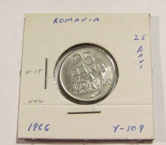 Romania 1966 25 Bani unc Coin Farmer 5
