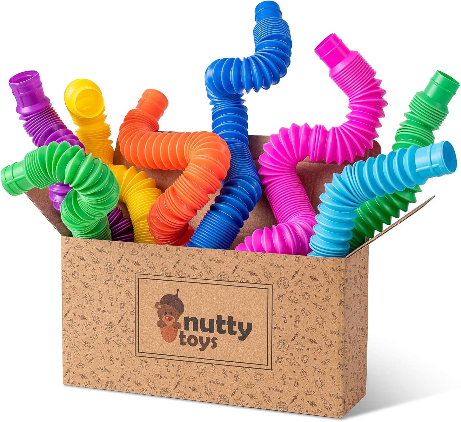 Nutty Toys Pop Tubes - Sensory - Endless Creativity & Fun for Kids Large 