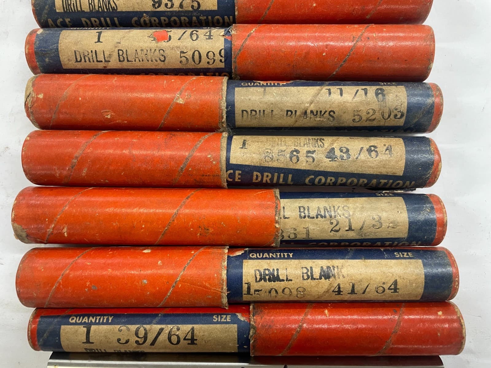 Lot of 15 Ace Drill Blanks Sizes 33/64" - 3/4" Drill Blank Ace Drill Corporation 3
