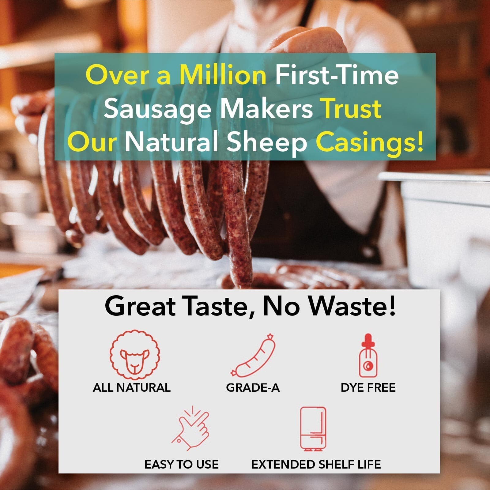 Pre-Tubed Natural Sheep Sausage Casings, Grade-A Edible Skin, The Sausage Maker® 5