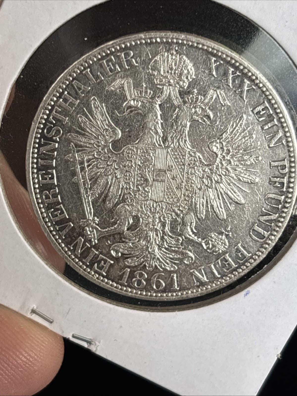 1861-A Austria Thaler - 1 Vereinsthaler - Francis Joseph I - World Silver 5