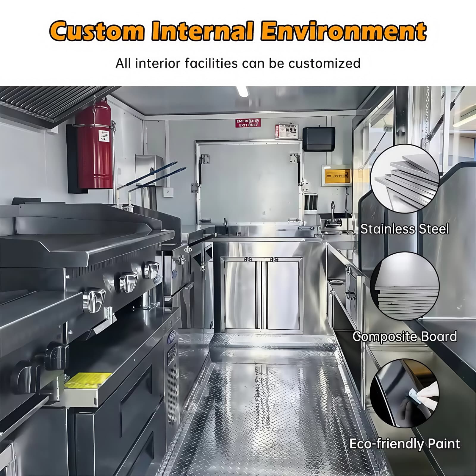 Mobile Food Truck Trailer for Sale with Full Kitchen Setup, Fully Equipped Hot D 4