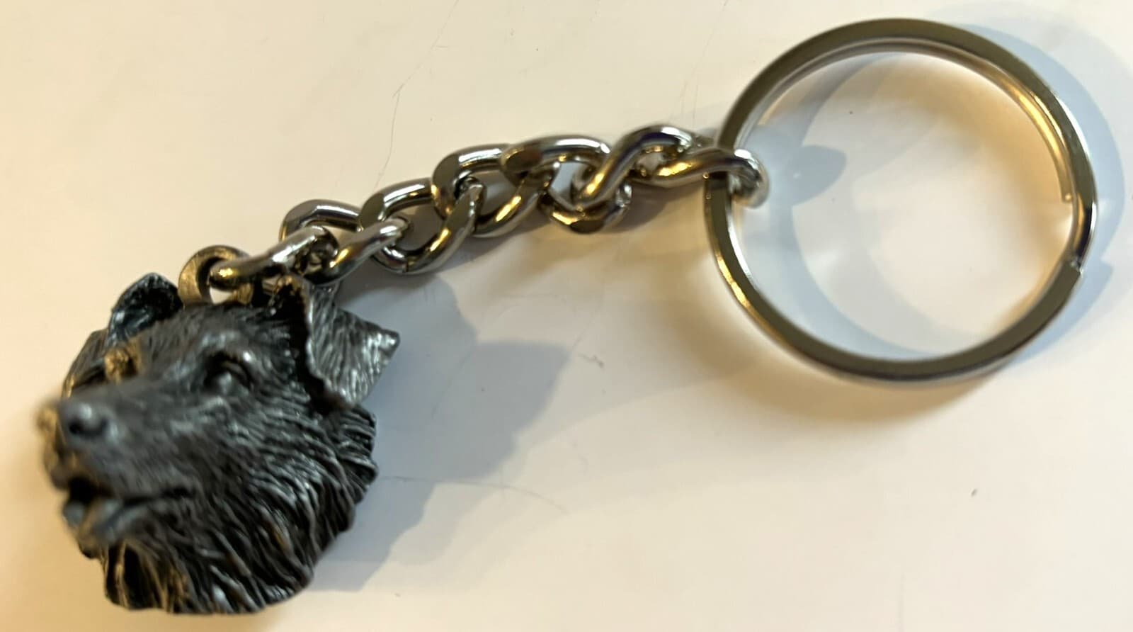NEW PEWTER BORDER COLLIE DOG HEAD KEYCHAIN SILVER METAL 6