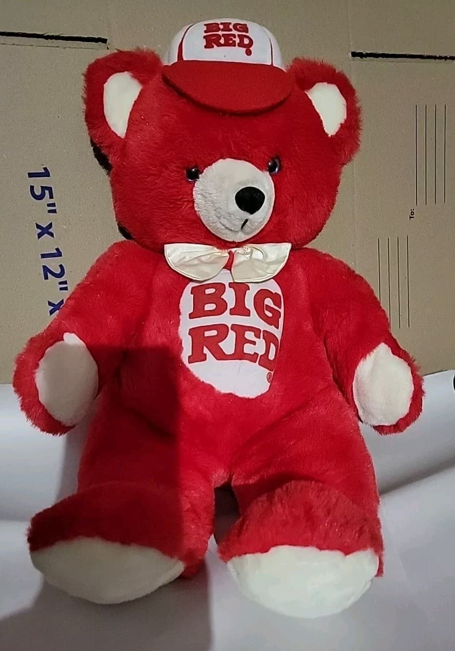 Vintage "Big Red" Soda Brand Plush 22" Teddy Bear Russ Berrie & Co 