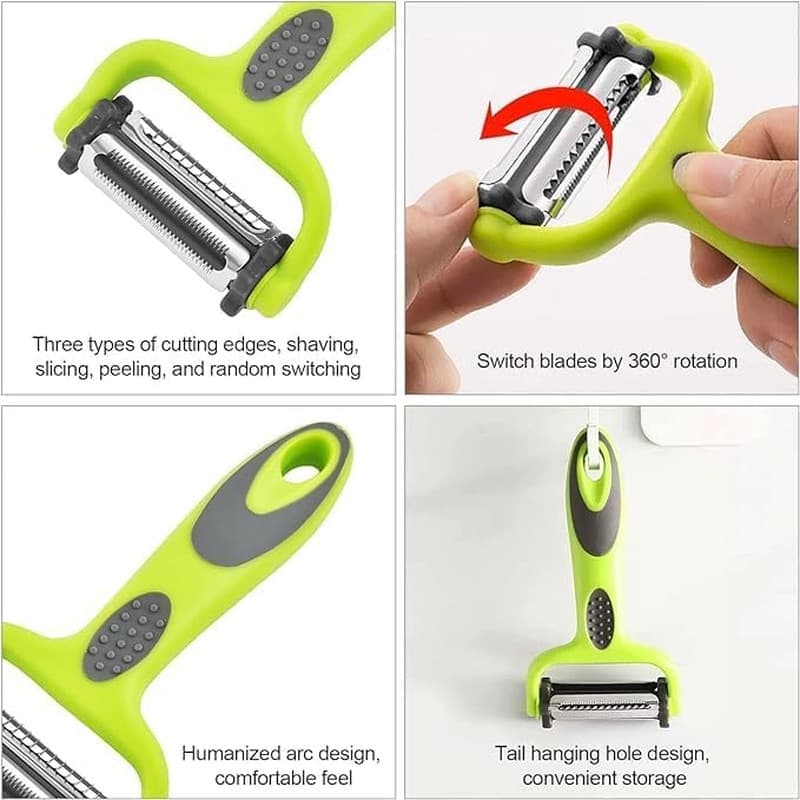 3-In-1 Vegetable Peeler - Rotatable Blades for  Potato, Carrot, Non-Slip Handle 6