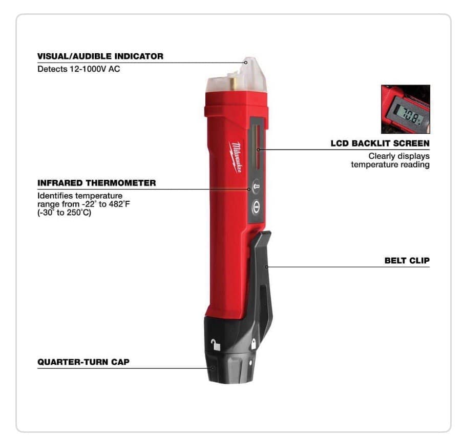 Milwaukee 2225-20 Non-Contact Voltage Detector with Infrared Laser Thermometer 3