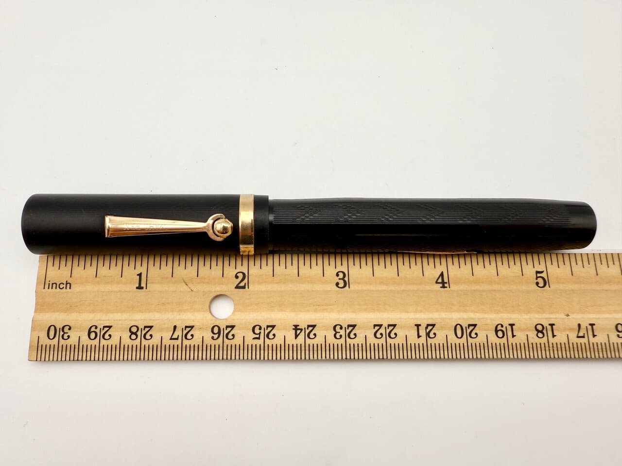 WAHL EVERSHARP OS 762 BCHR CHEVRON FOUNTAIN PEN F 14K #6 NIB 5