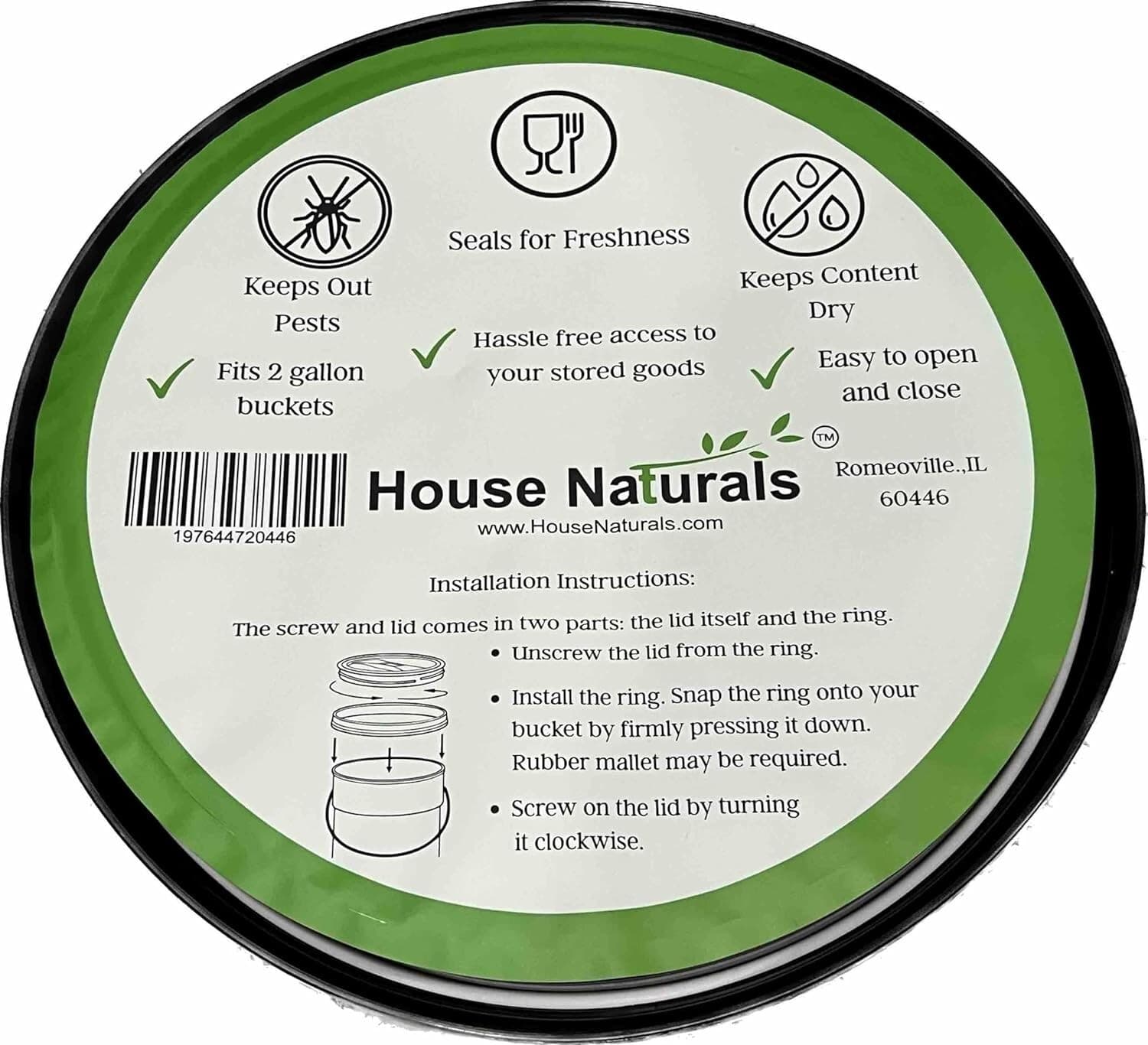 2 Gallon White Food Grade Bucket Pail with Screw on Lid (Pack of 2) 3