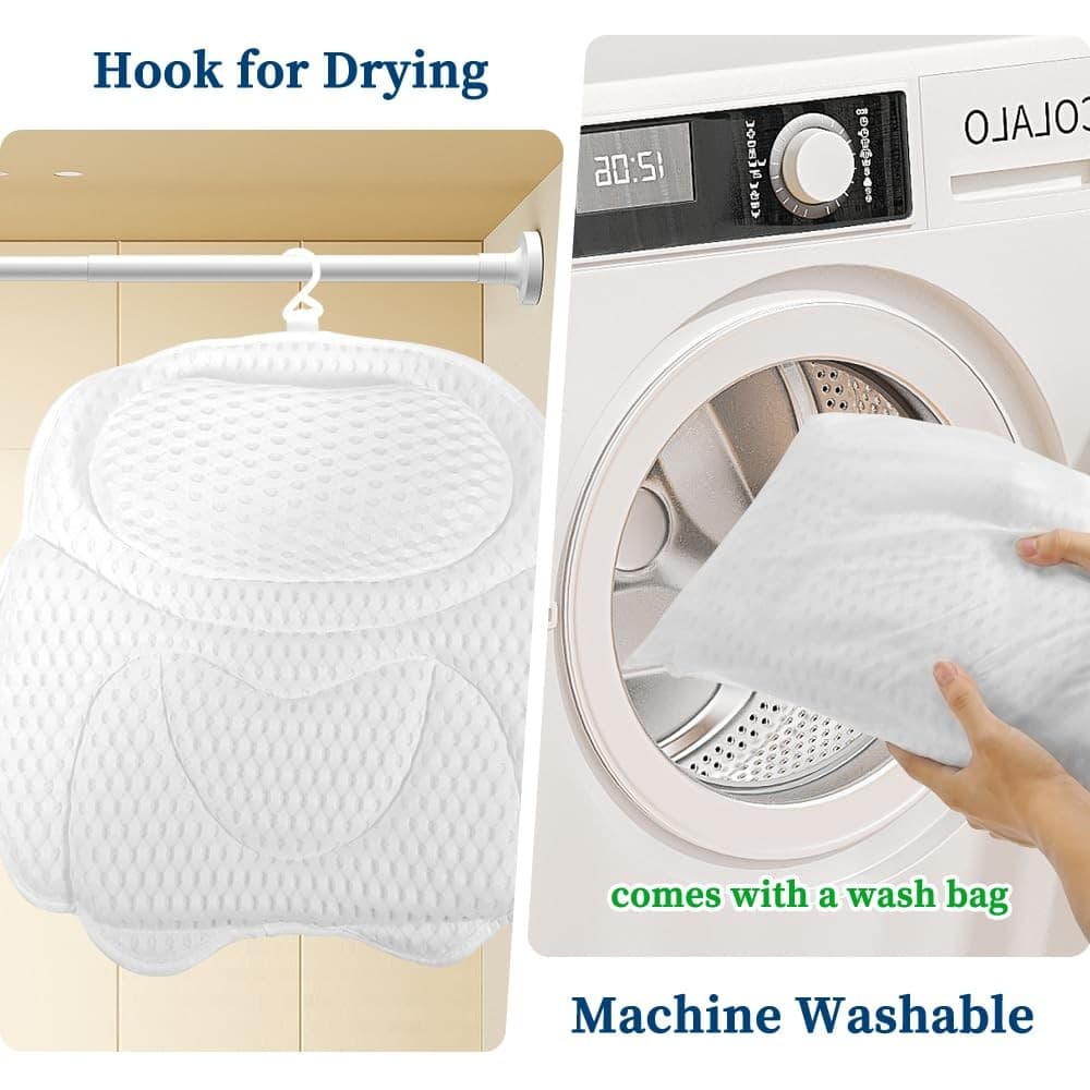 Bath Pillow Bathtub Pillow, Luxury Bath Pillows for Tub Neck and Back White 2