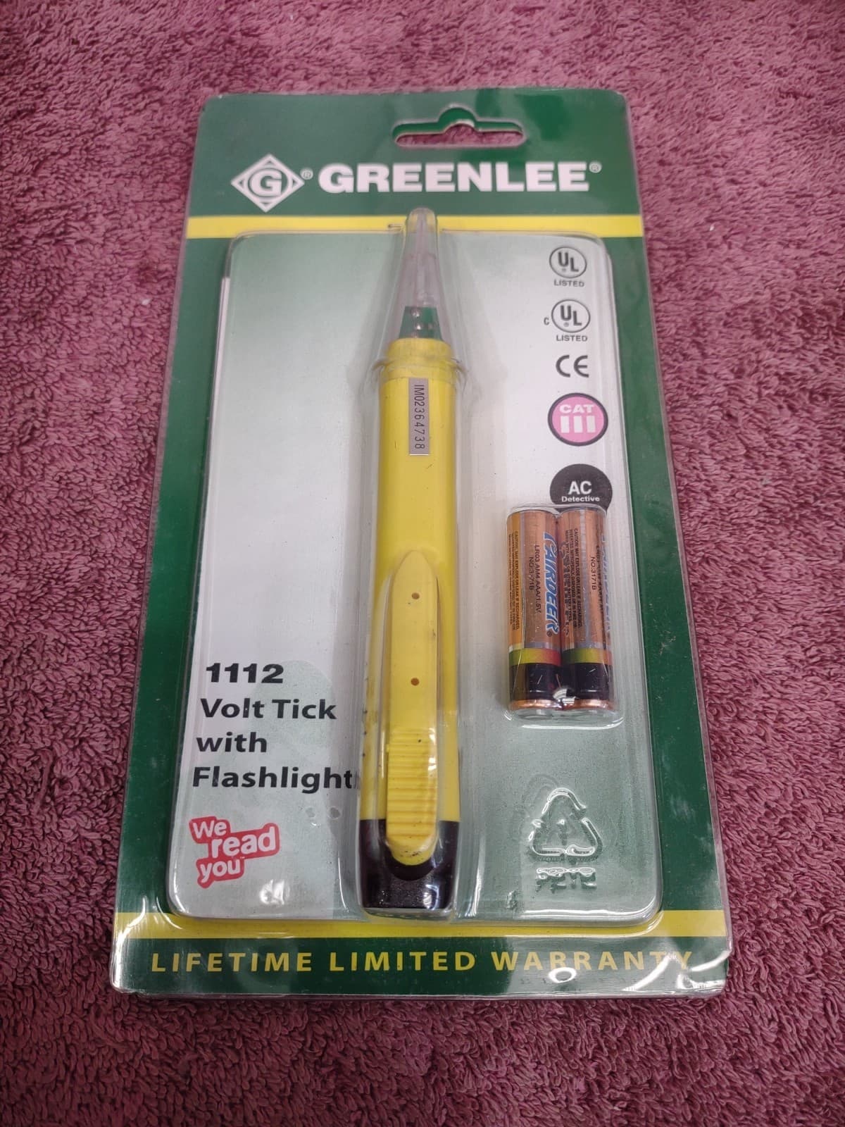 GreenLee #1112 No-Contact Voltage Detector w/ Flashlight Tick Tester