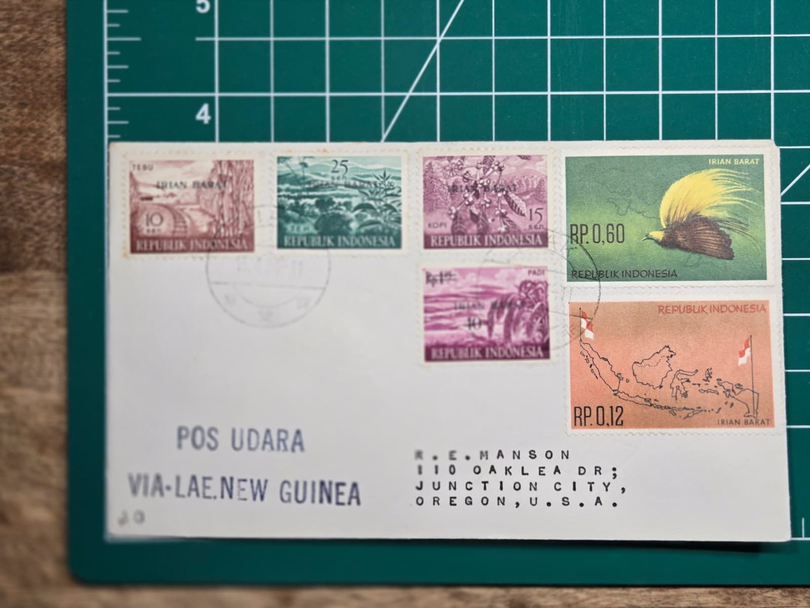 1964 Indonesia Airmail Cover To USA With Irian Barat Bird Map Agricultural Stamp 2