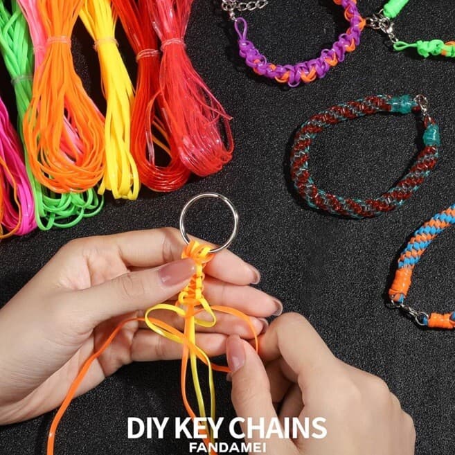 Bracelet String Kit 12 Colors Plastic Lanyard String Lacing Cord Bright Glitter 5